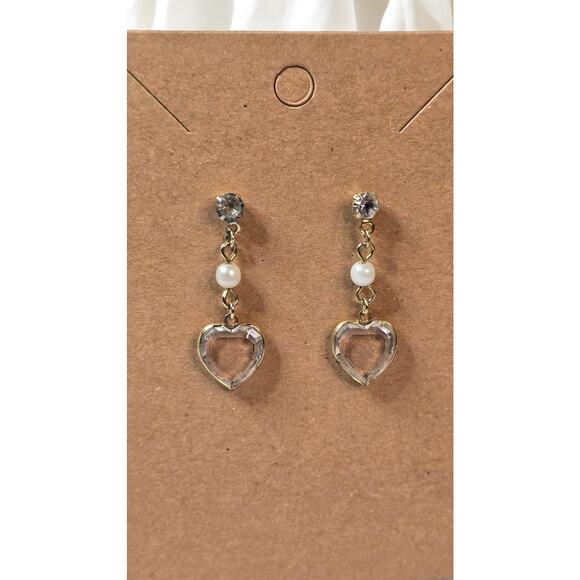 Crystal Heart Dangle Drop Earrings - Picture 4 of 4